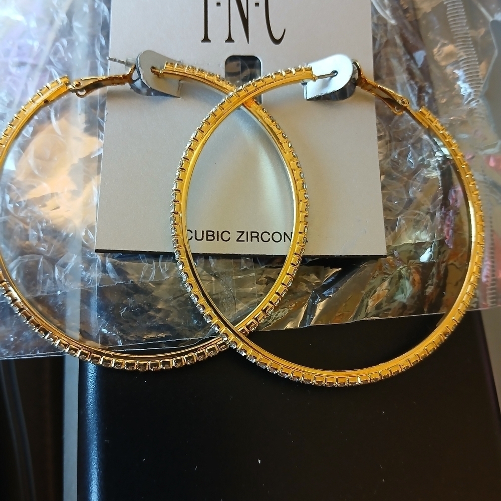 I.N.C brand  NWT pierced hoop earrings. Cubic Zirconia